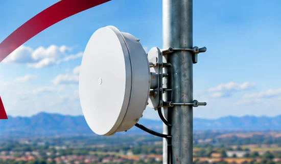 Sky-Fibre 5 GHz outdoor wireless antenna overlooking a residential area